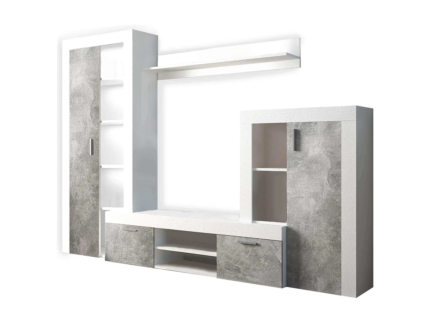 MilaniHome.it - parete attrezzata porta tv soggiorno moderna di design 263x40x200 hdi coloreCemento