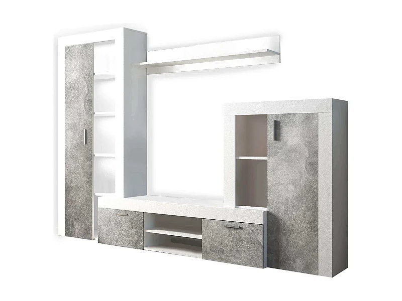 MilaniHome.it - parete attrezzata porta tv soggiorno moderna di design 263x40x200 hdi coloreCemento