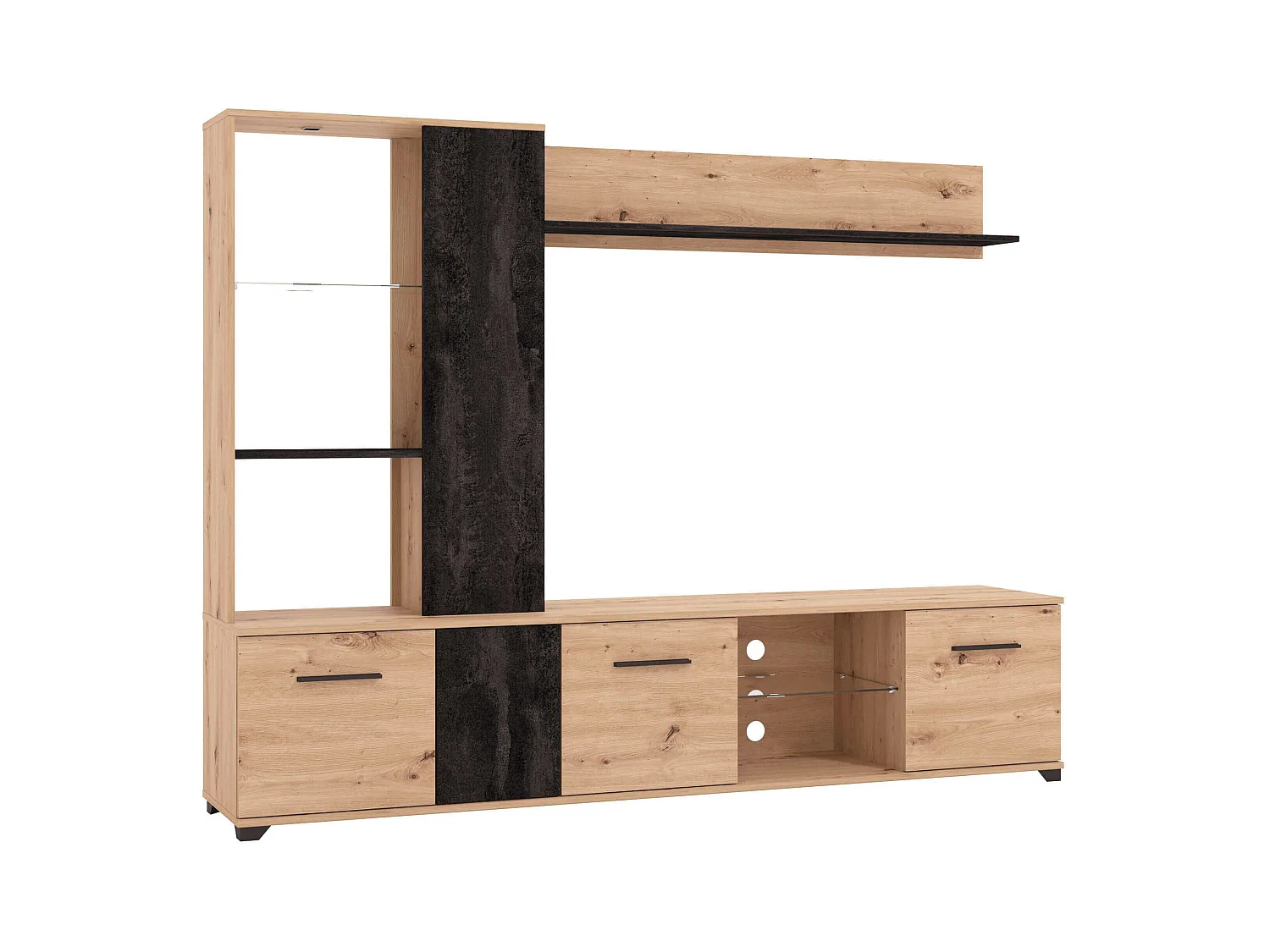 parete attrezzata soggiorno quattro ante moderna minimal in legno di design moderno industrial cm 202 x 40 x 155,5 h