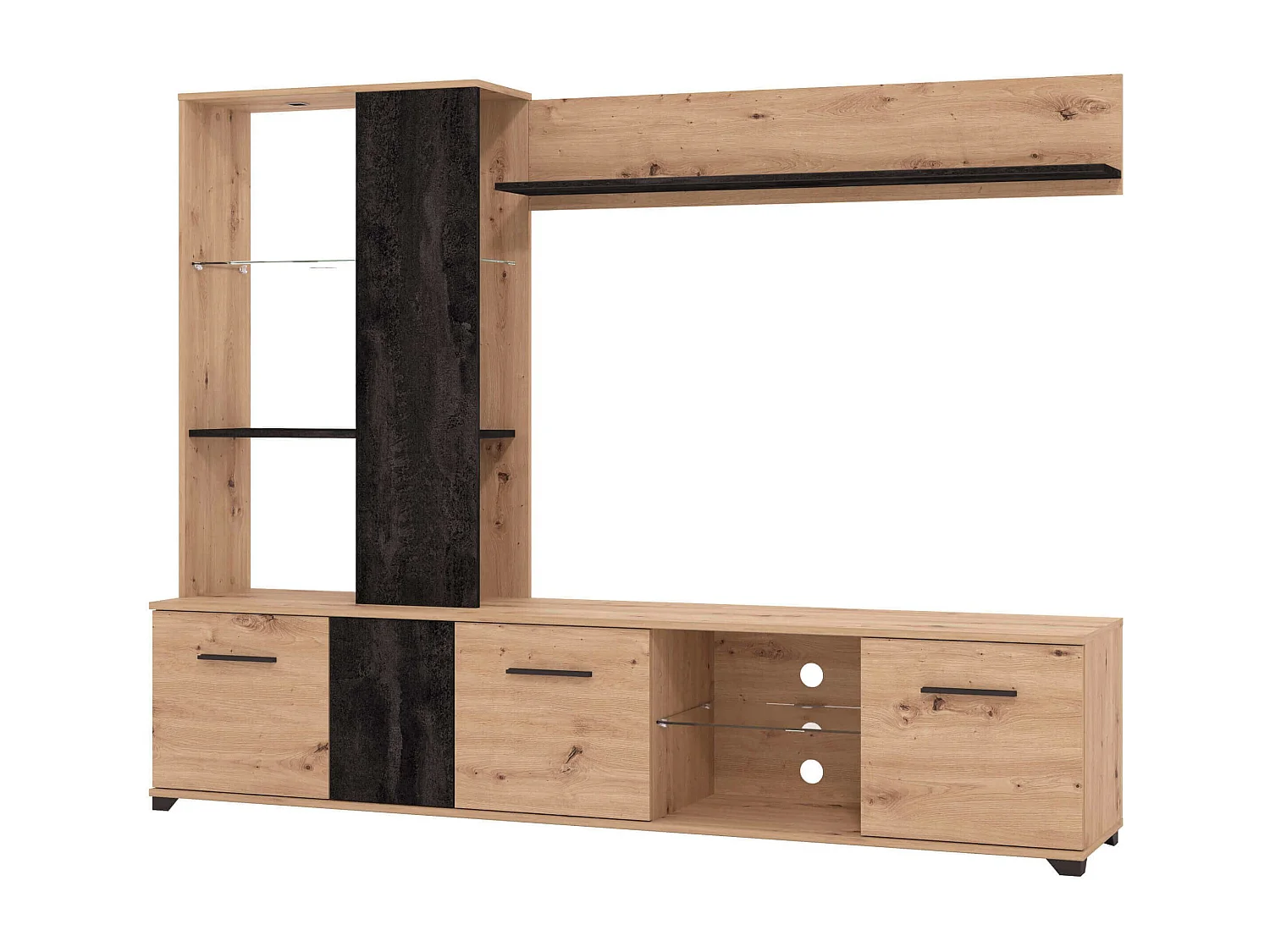 parete attrezzata soggiorno quattro ante moderna minimal in legno di design moderno industrial cm 202 x 40 x 155,5 h