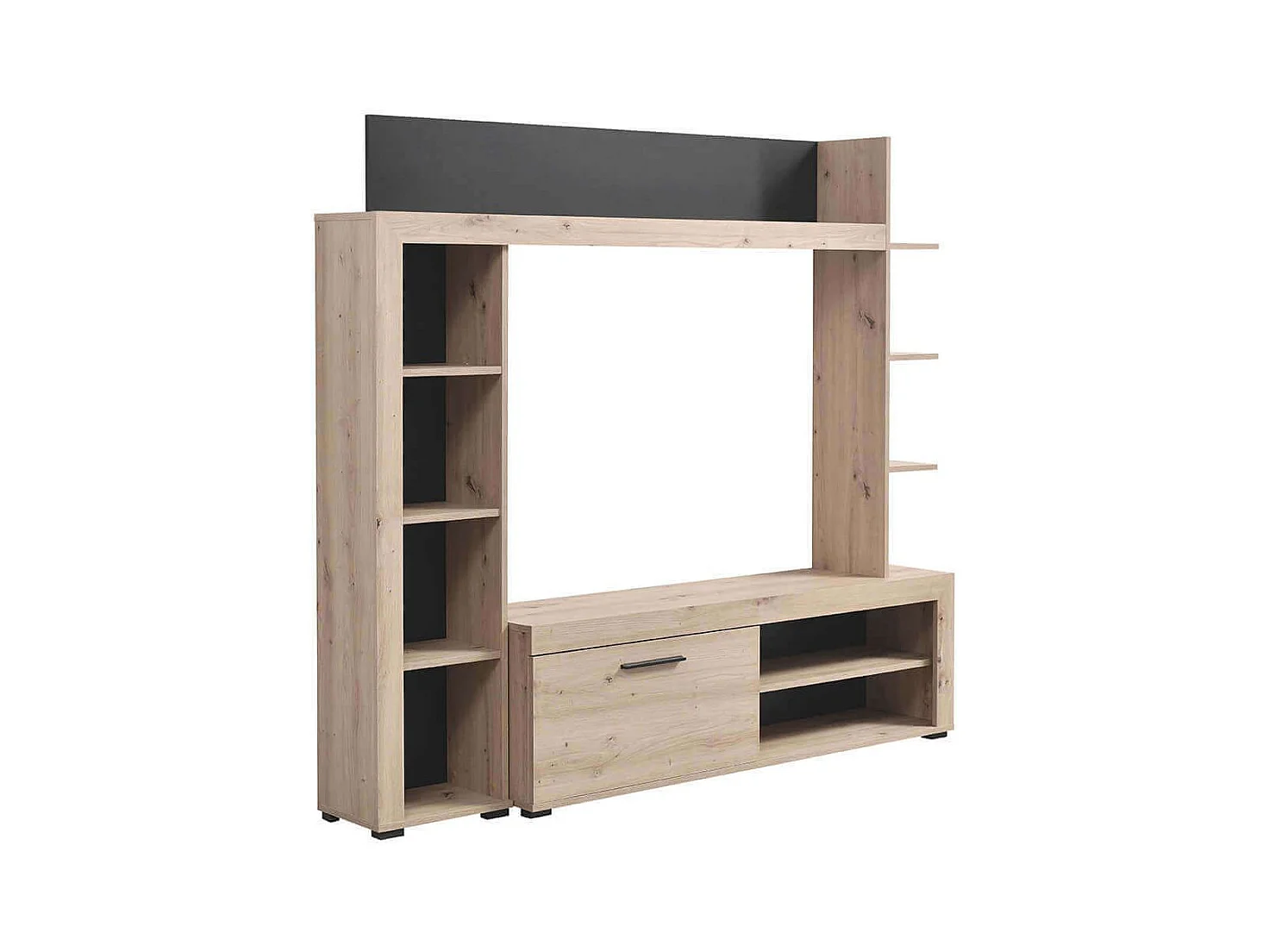 parete attrezzata moderna colore rovere di design moderno industrial cm 172,5 x 33 x 157,5 h