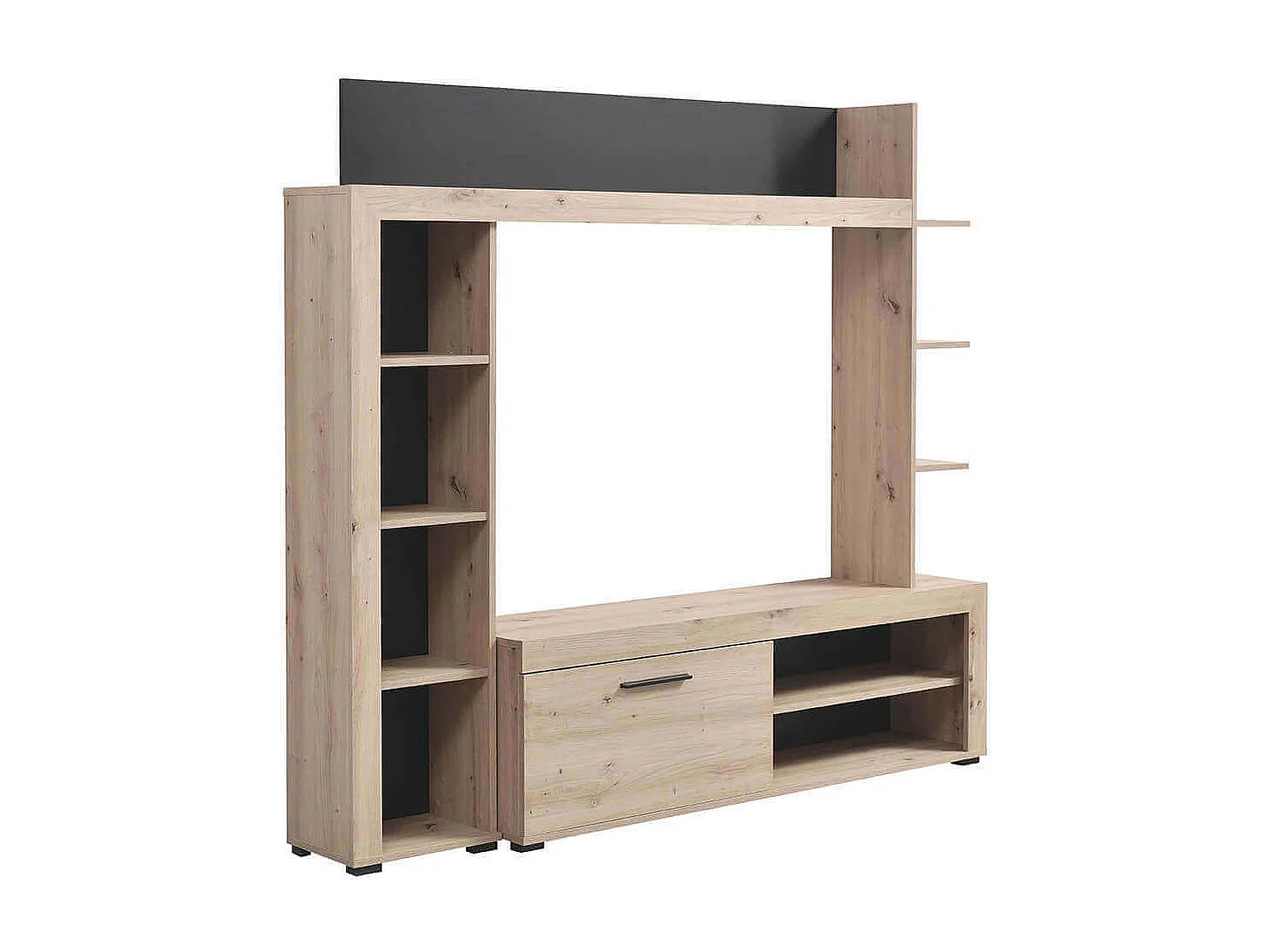 parete attrezzata moderna colore rovere di design moderno industrial cm 172,5 x 33 x 157,5 h