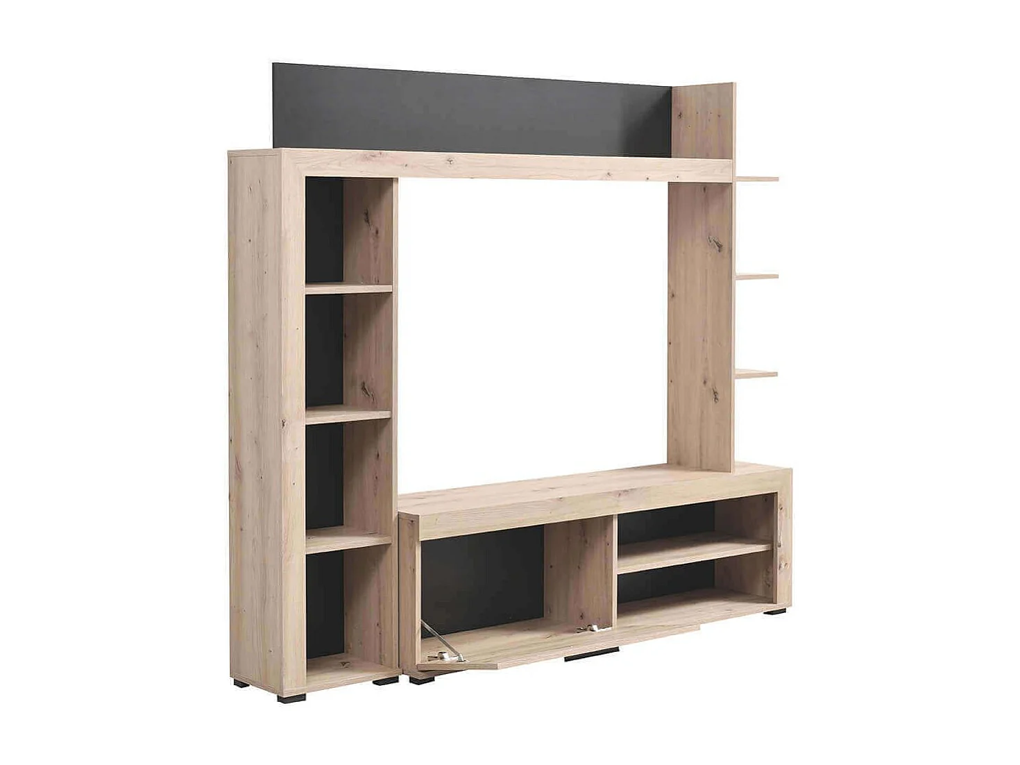 parete attrezzata moderna colore rovere di design moderno industrial cm 172,5 x 33 x 157,5 h