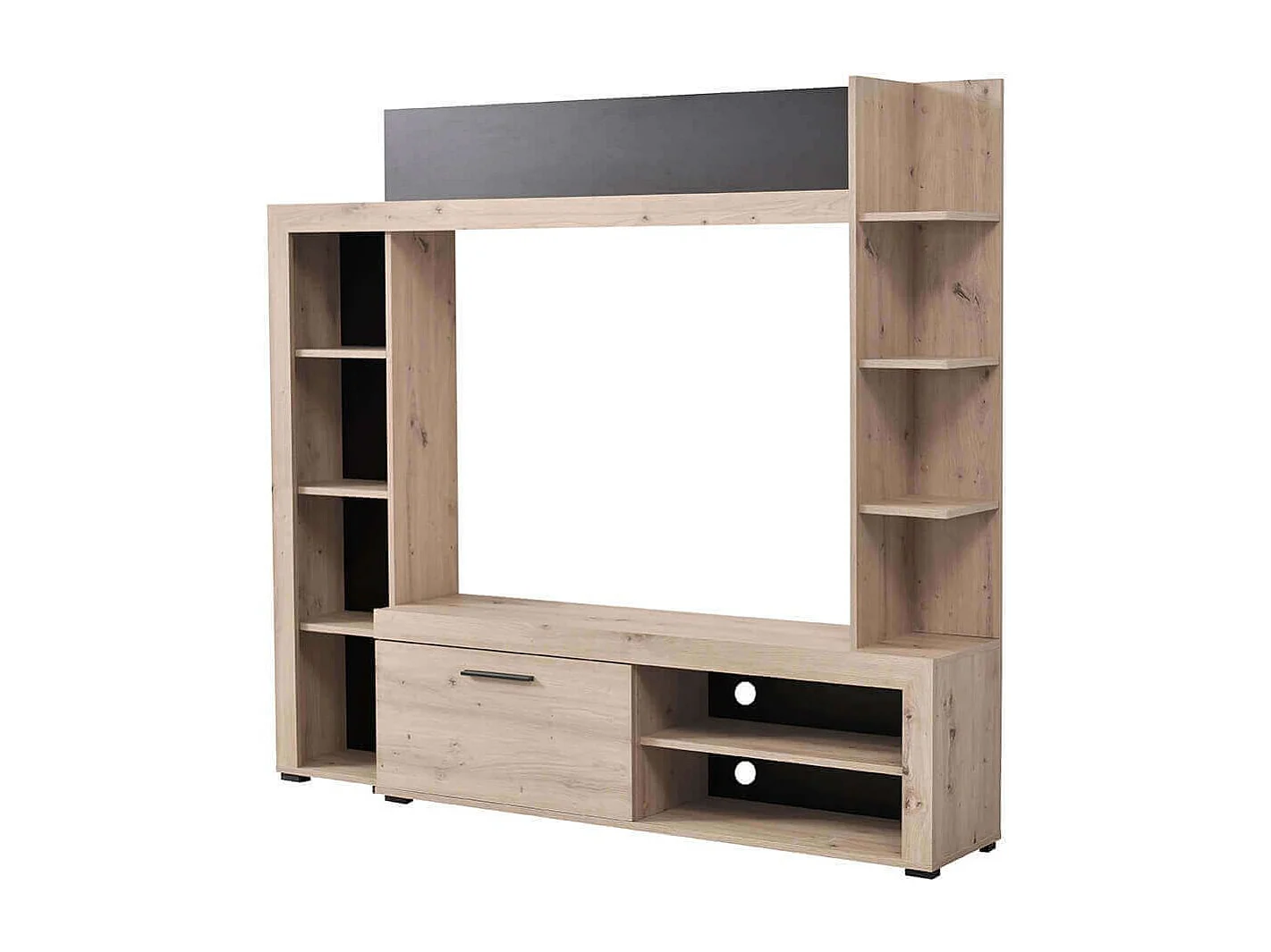 parete attrezzata moderna colore rovere di design moderno industrial cm 172,5 x 33 x 157,5 h