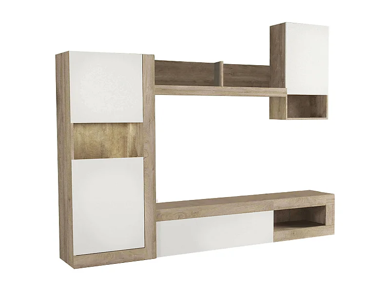 MilaniHome.it - parete attrezzata porta tv soggiorno moderna di design 255x40x200 hdi coloreMarrone chiaro