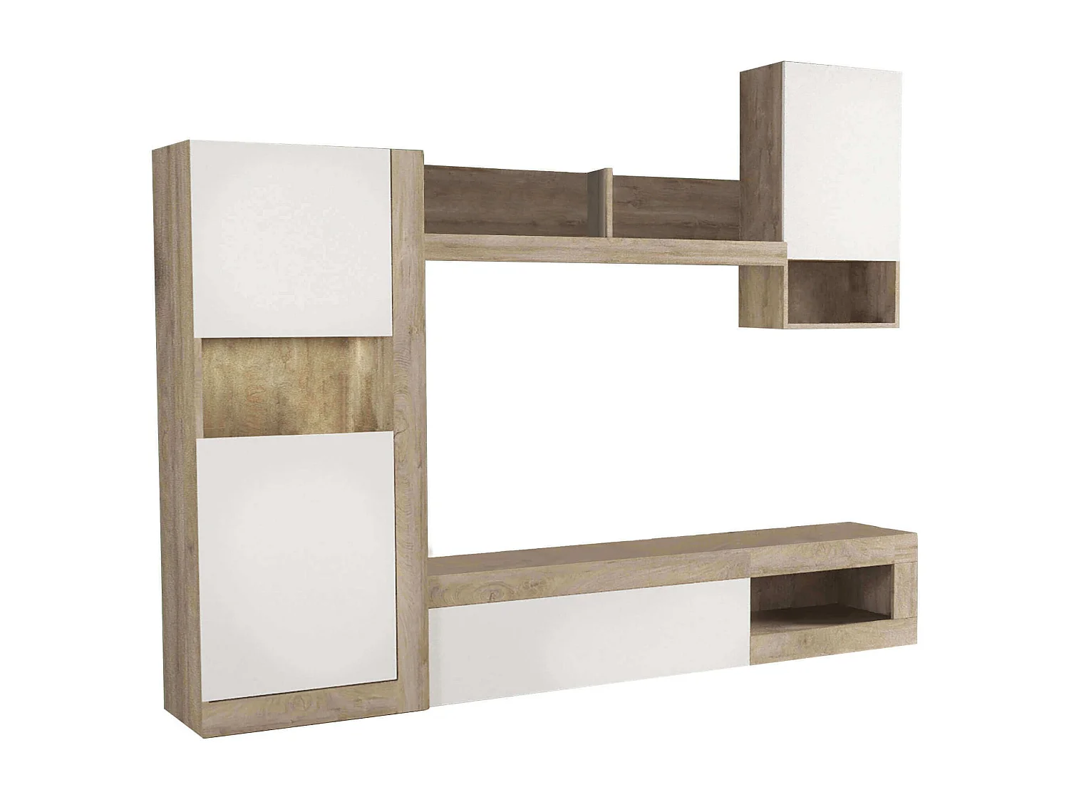 MilaniHome.it - parete attrezzata porta tv soggiorno moderna di design 255x40x200 hdi coloreMarrone chiaro