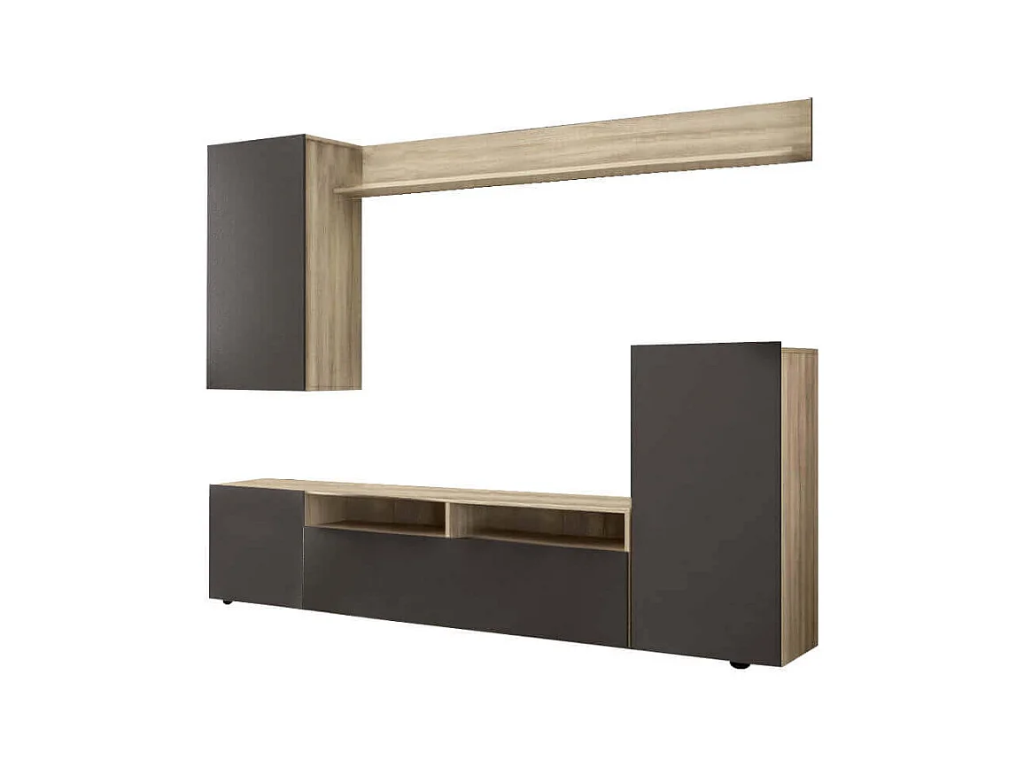 MilaniHome.it - parete attrezzata porta tv soggiorno moderna di design 207x34x170 hdi coloreNero