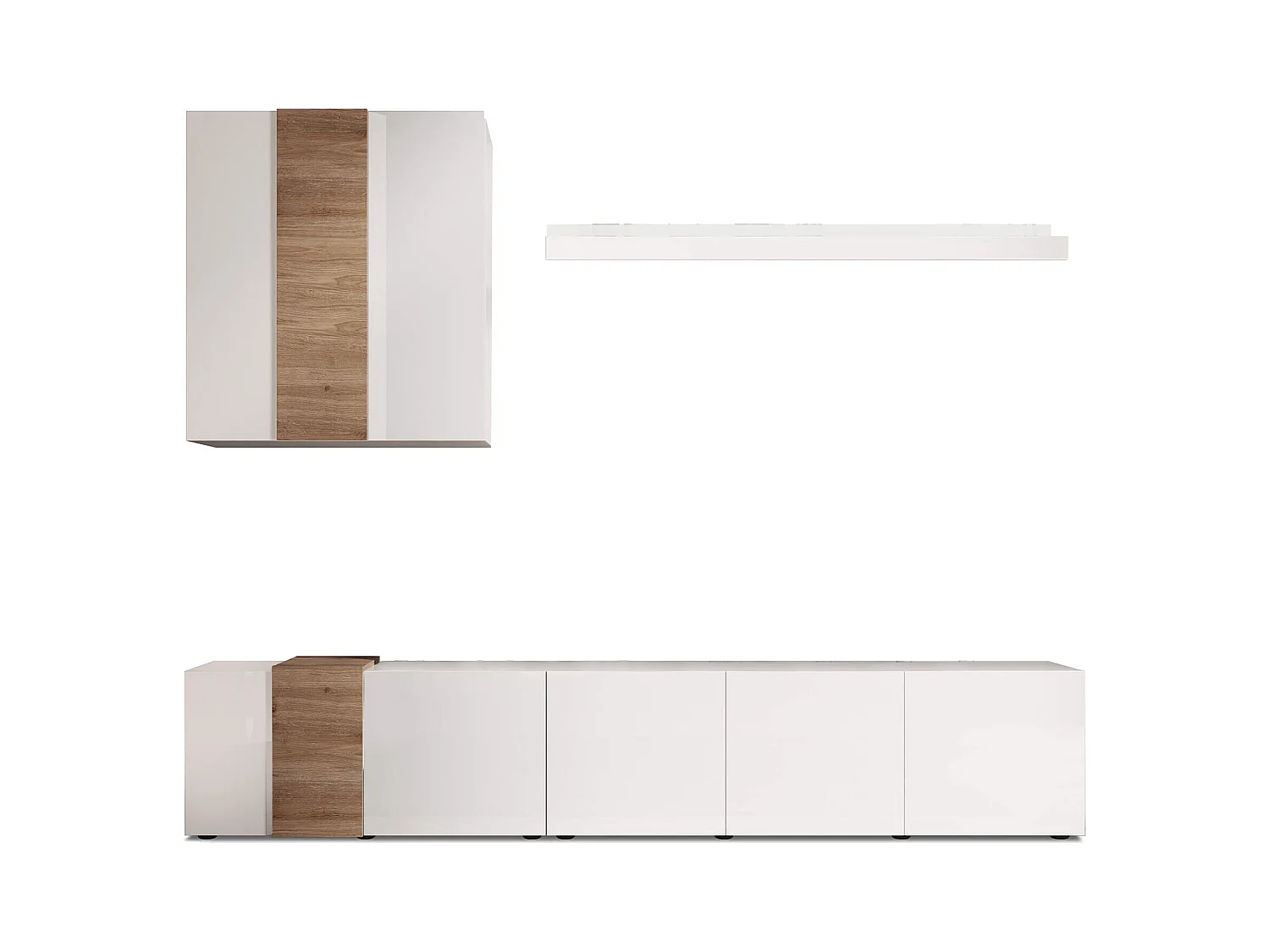 MilaniHome.it - parete attrezzata moderna di design moderno industrial cm 301 x 195 x 44 hdi coloreBianco