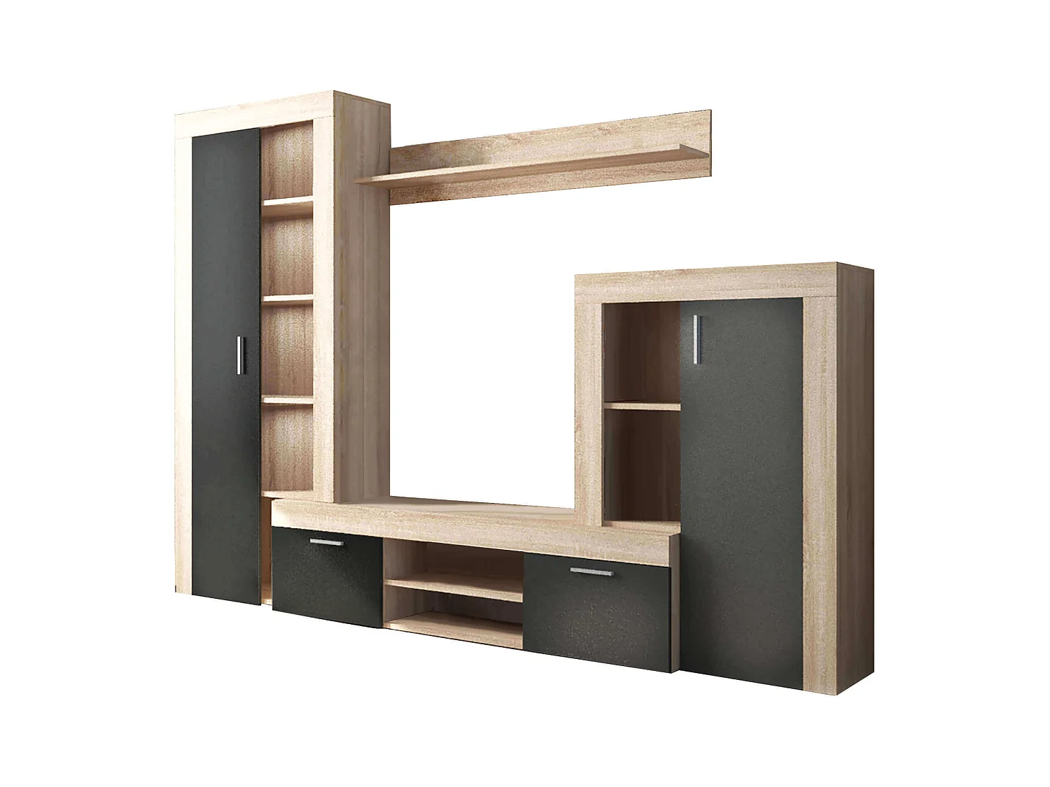 MilaniHome.it - parete attrezzata porta tv soggiorno moderna di design 263x40x200 hdi coloreNero