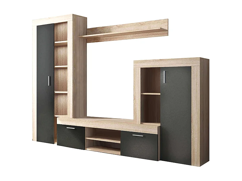 MilaniHome.it - parete attrezzata porta tv soggiorno moderna di design 263x40x200 hdi coloreNero