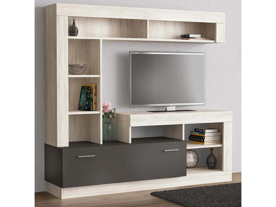 MilaniHome.it - parete attrezzata porta tv soggiorno moderna di design 170x42x170 hdi coloreOlmo