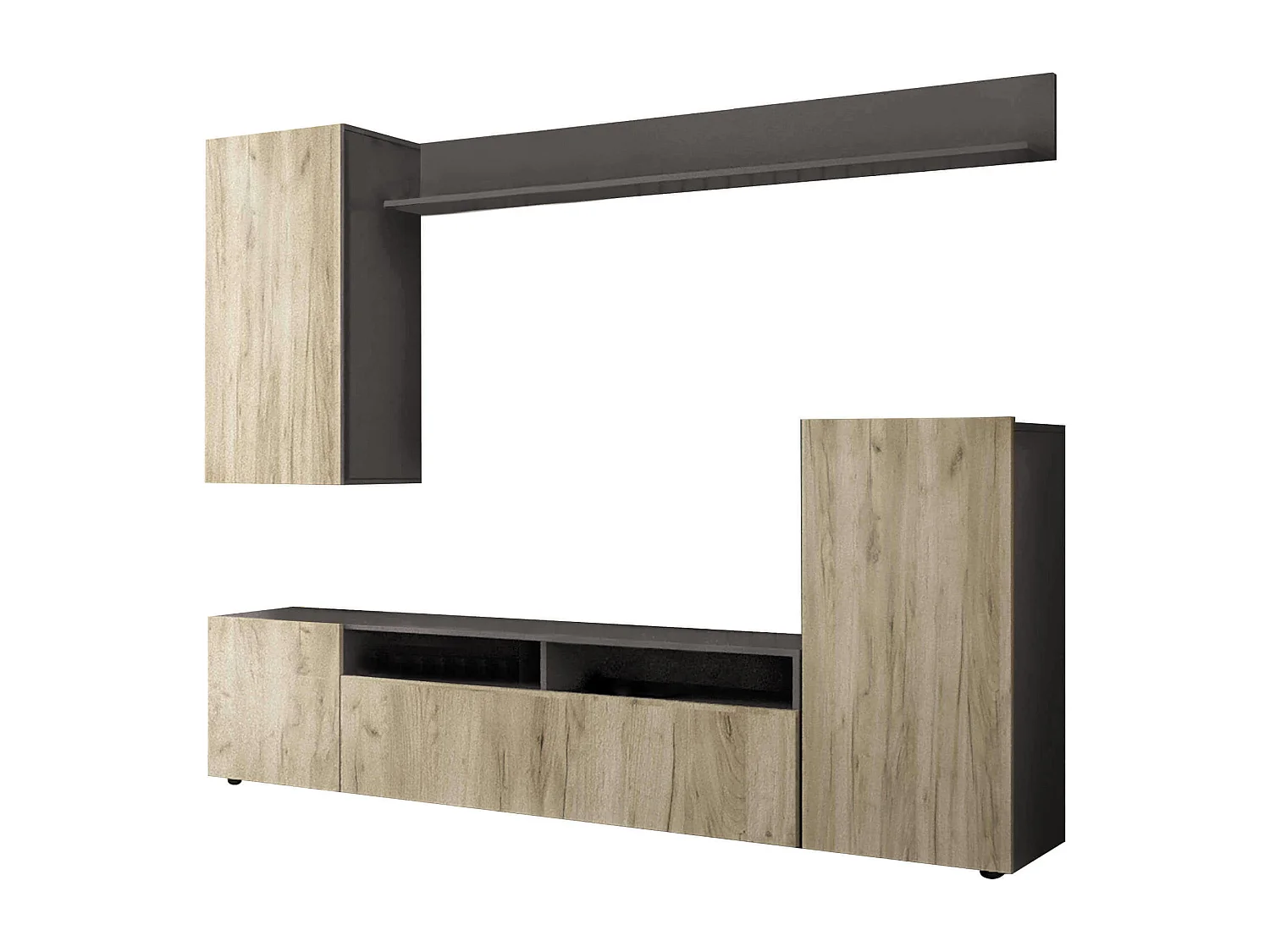 MilaniHome.it - parete attrezzata porta tv soggiorno moderna di design 207x34x170 hdi coloreMarrone