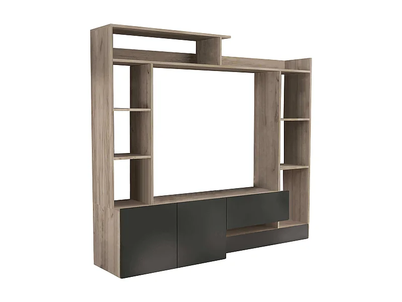 MilaniHome.it - parete attrezzata porta tv soggiorno moderna di design 180x28/40x165 hdi coloreNero