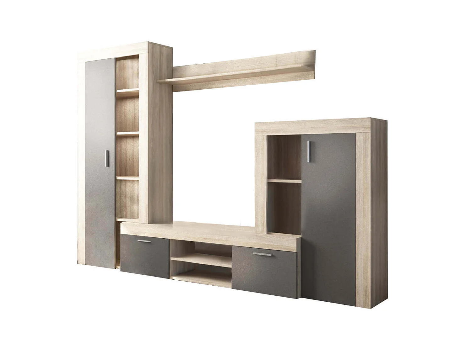 MilaniHome.it - parete attrezzata porta tv soggiorno moderna di design 263x40x200 hdi coloreAntracite