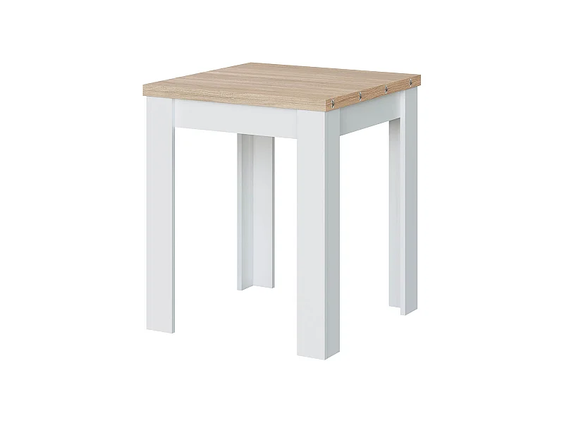 Table de cuisine extensible couleur chêne canadien / blanc artic - Longueur 67/134cm x Hauteur 79 x Profondeur 67 cm
