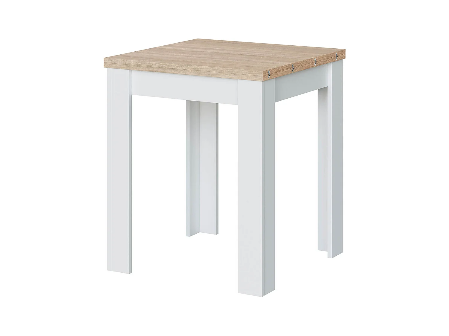 Table de cuisine extensible couleur chêne canadien / blanc artic - Longueur 67/134cm x Hauteur 79 x Profondeur 67 cm
