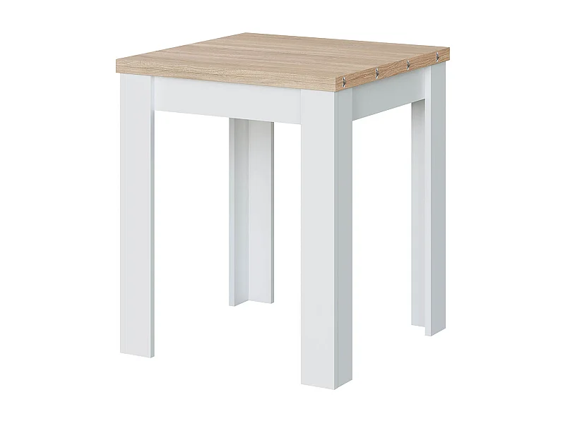Table de cuisine extensible couleur chêne canadien / blanc artic - Longueur 67/134cm x Hauteur 79 x Profondeur 67 cm