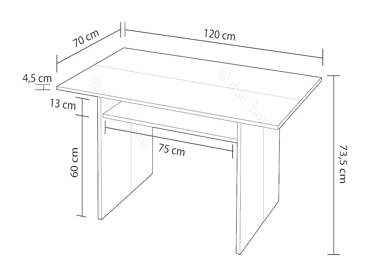 Table de cuisine pliable couleur blanc artic/béton - Longeur 120 x Hauteur 75 x Profondeur 35-70 cm