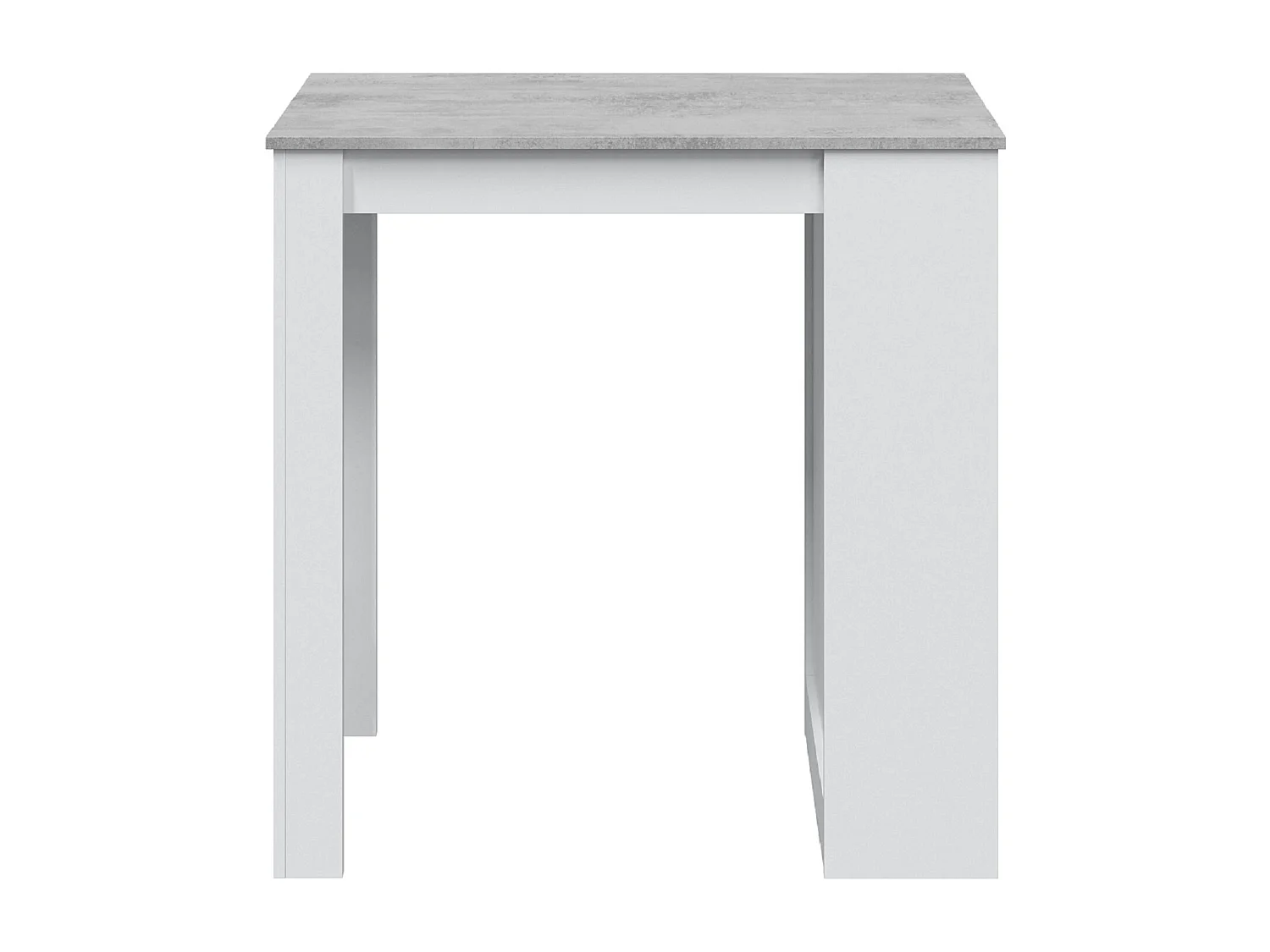 Table haute avec étagères en mélamine couleur blanc effet ciment - Longueur 103 x Hauteur 105 x Profondeur 50 cm