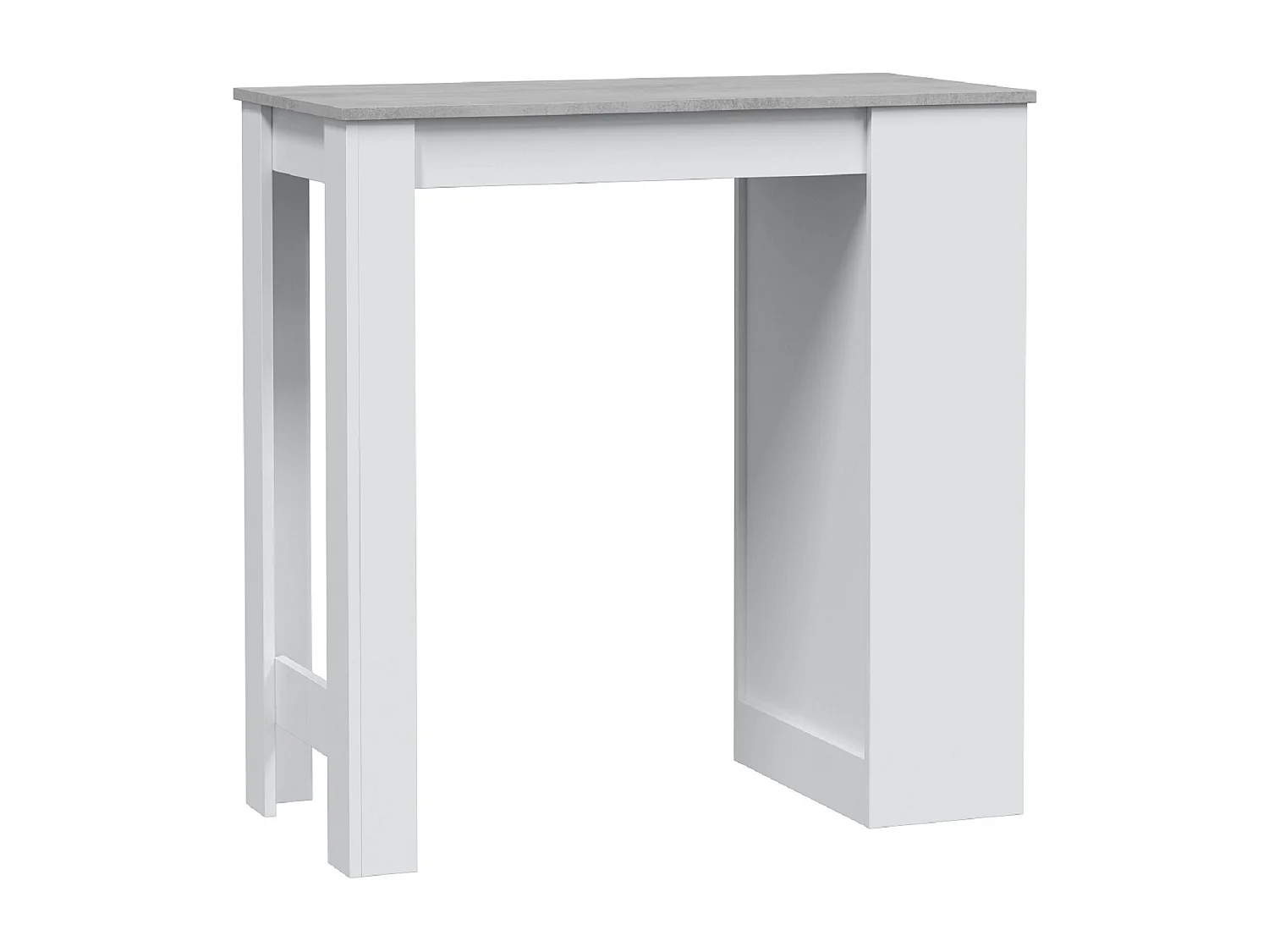 Table haute avec étagères en mélamine couleur blanc effet ciment - Longueur 103 x Hauteur 105 x Profondeur 50 cm