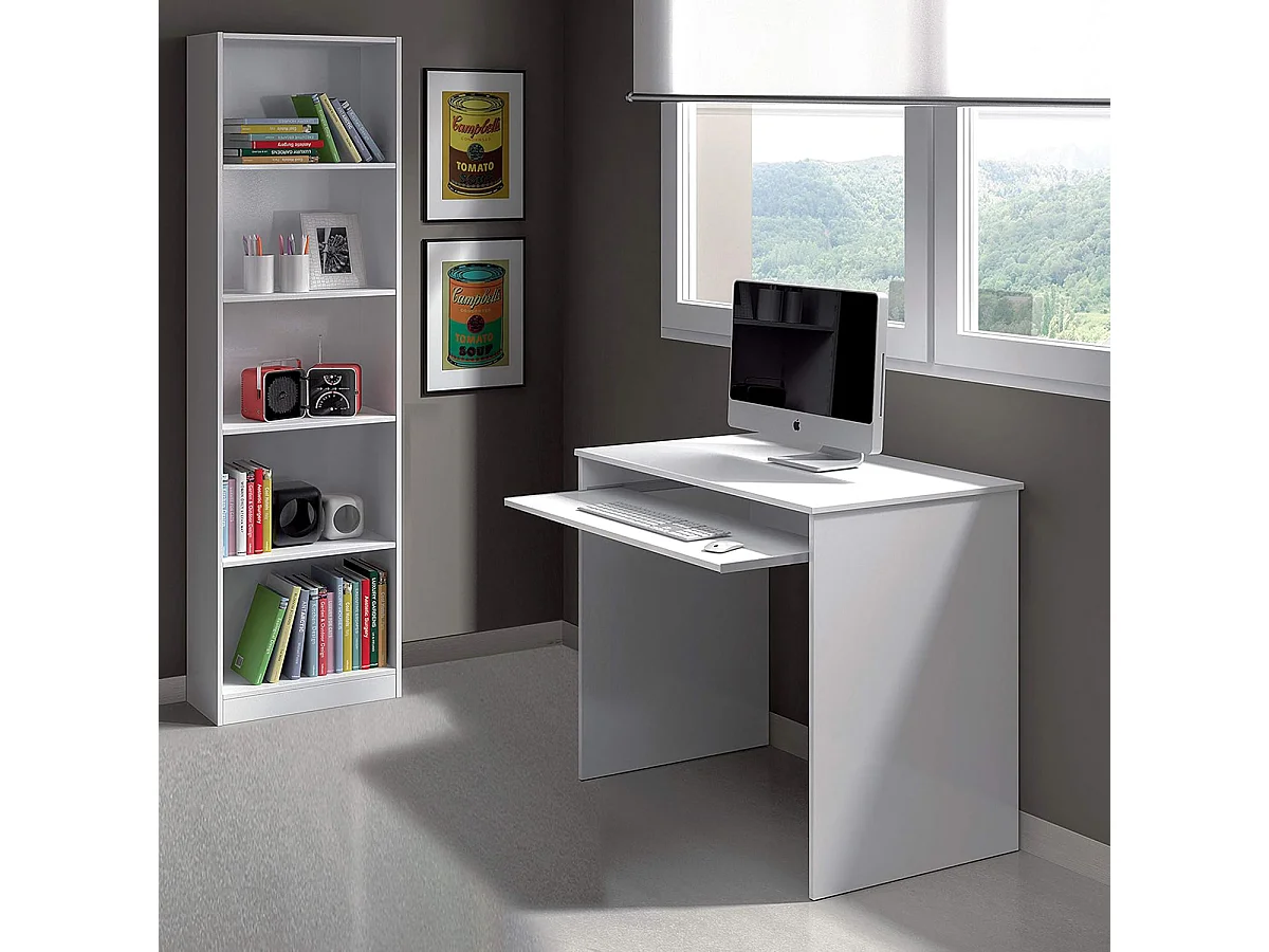 Bureau multiusage couleur Blanc Artic - Largeur 90 x Hauteur 79 x Profondeur 54 cm