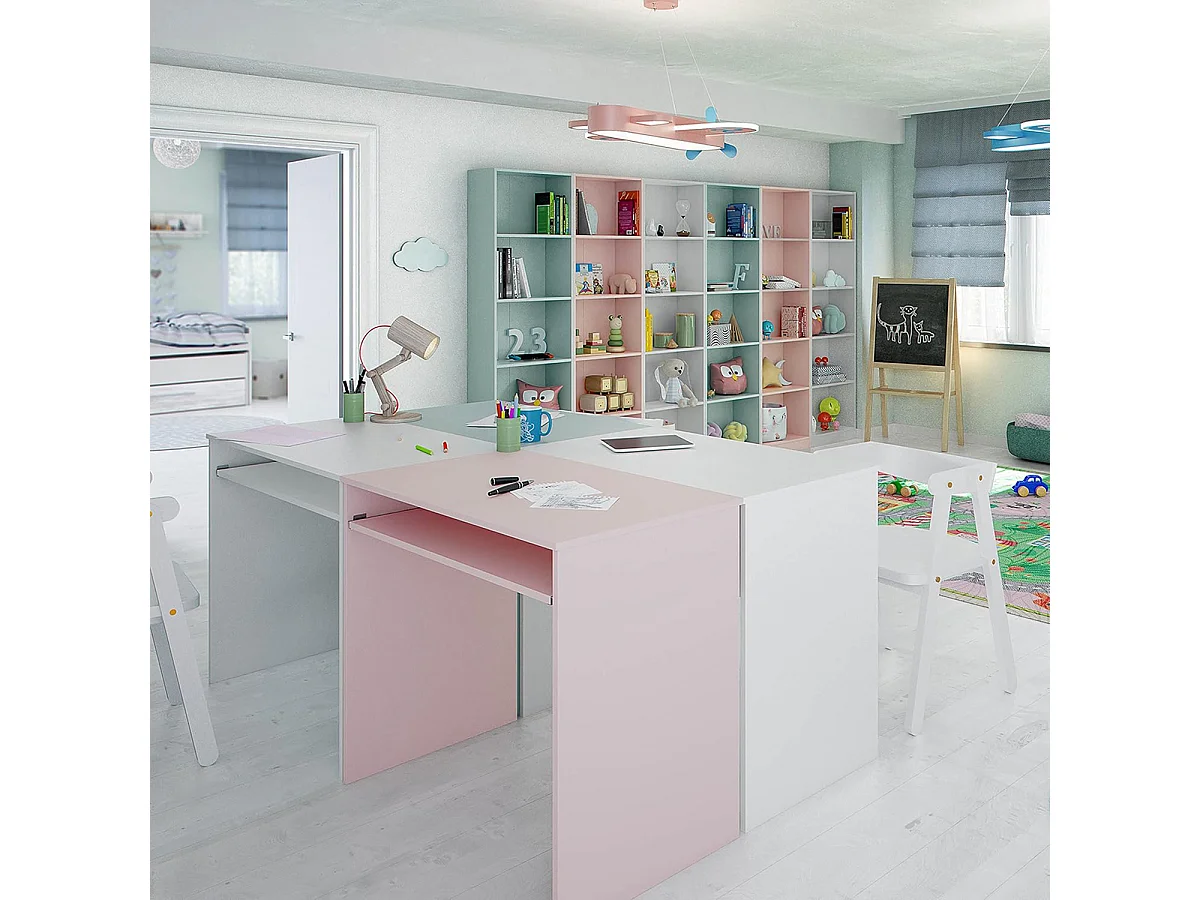 Bureau multiusage couleur Blanc Artic - Largeur 90 x Hauteur 79 x Profondeur 54 cm