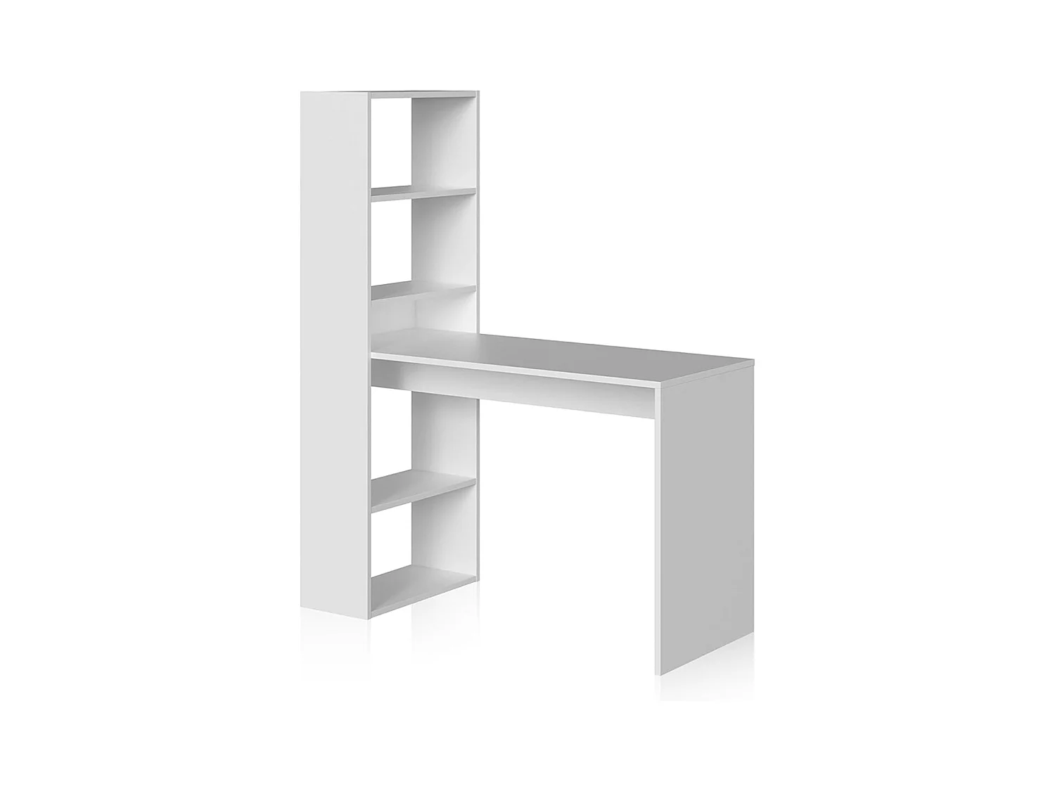 Bureau avec 5 étagères couleur Blanc Artic en mélamine - Longueur 120 x Hauteur 144 x Profondeur 53 cm