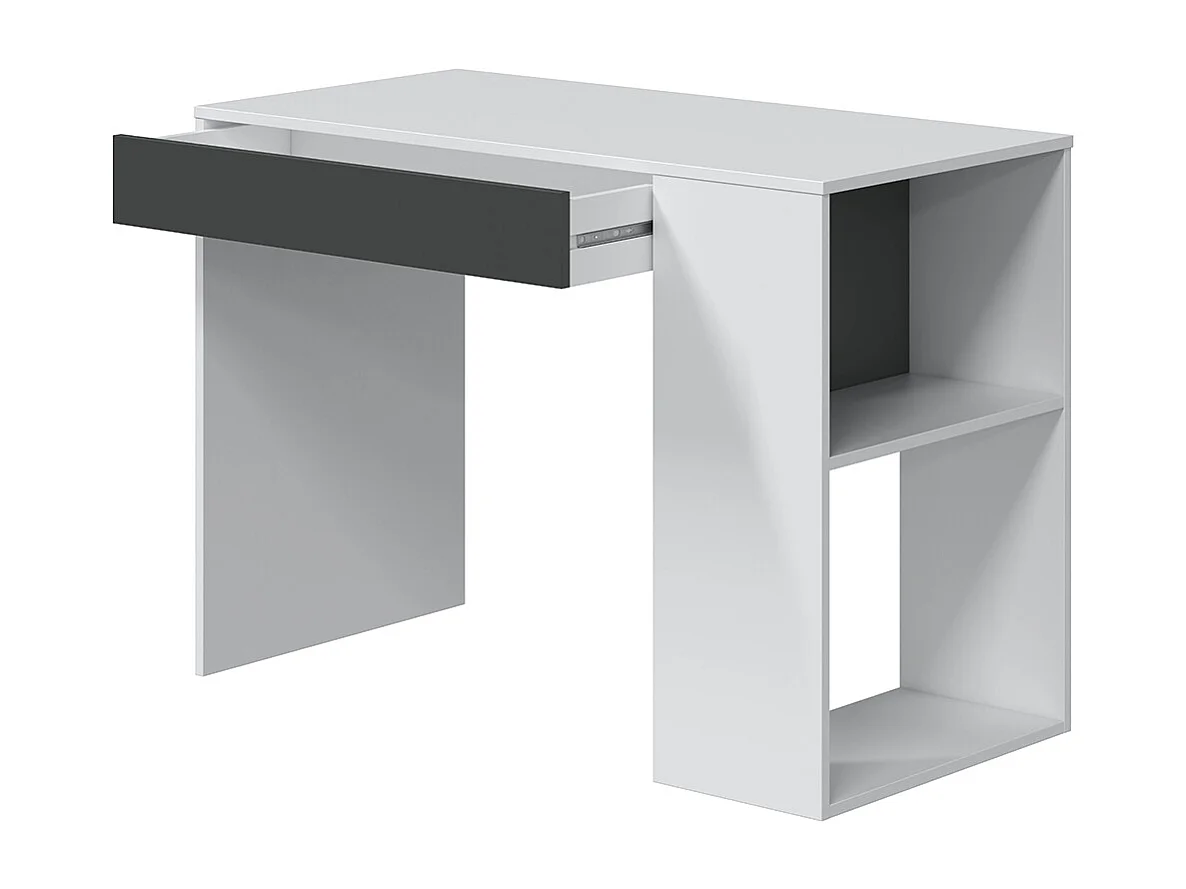 Bureau avec 1 tiroir coloris blanc artic / gris anthracite - Longueur 101 x Hauteur 73 x Profondeur 50 cm