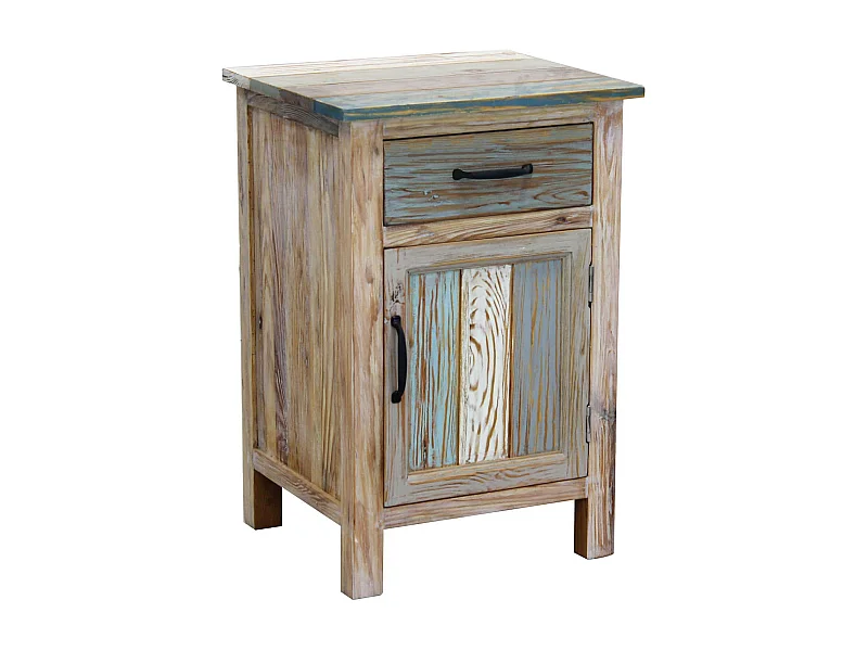 MilaniHome.it - Comò Comodino In Legno Colorato Con Un Cassetto Un Anta Stile Vintage Moderno Per Camera Da Lettodi coloreMulticolor