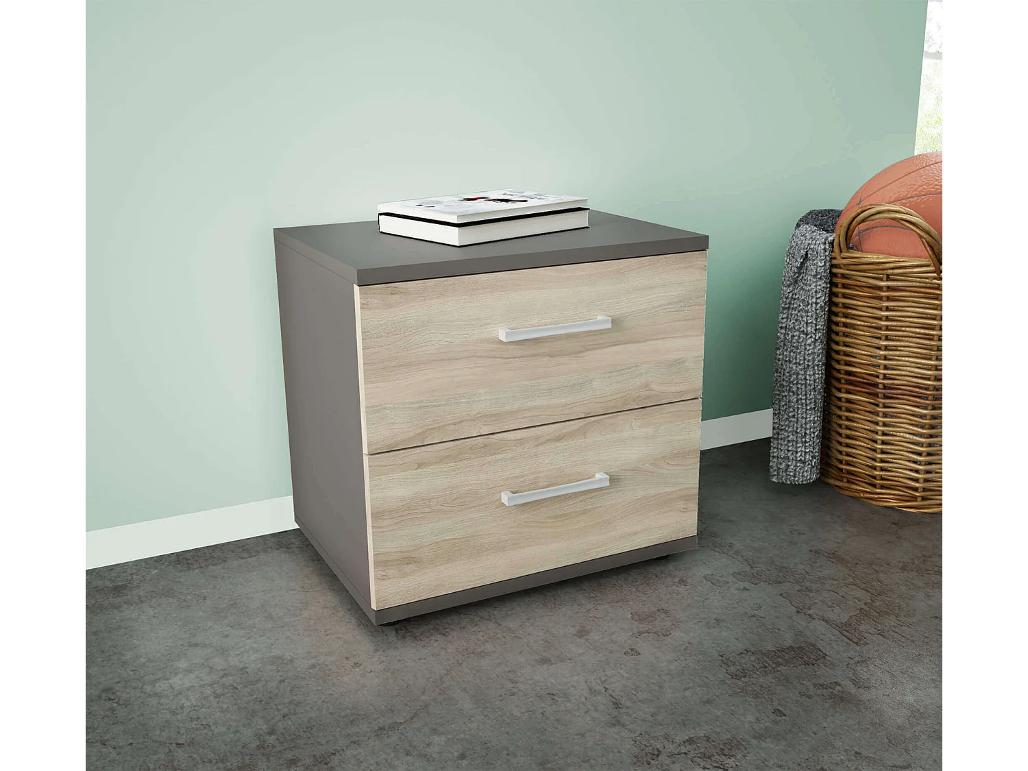 MilaniHome.it - comodino 2 cassetti moderno di design moderno contemporaneo cm 44,5 x 35 x 43,5 hdi coloreOlmo