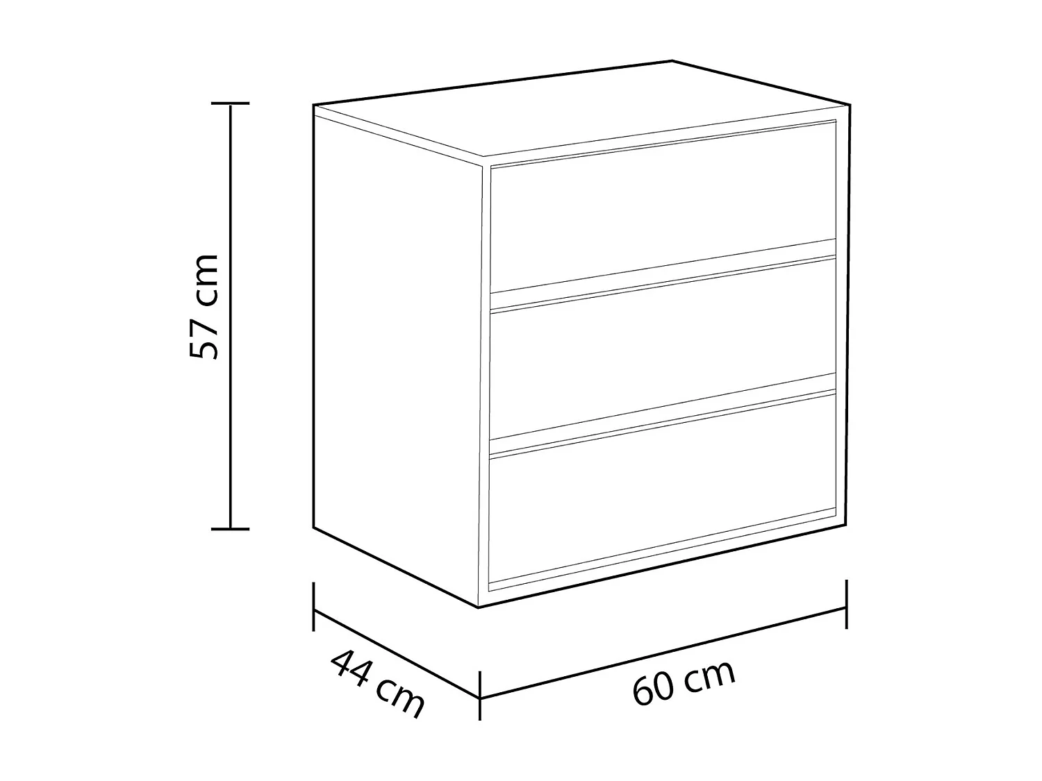 Commode multiusage avec 3 tiroirs couleur blanc - Longueur 60 x Hauteur 57 x profondeur 44 cm