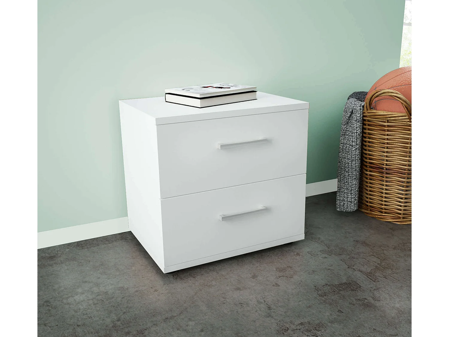 MilaniHome.it - comodino 2 cassetti moderno di design moderno contemporaneo cm 44,5 x 35 x 43,5 hdi coloreBianco