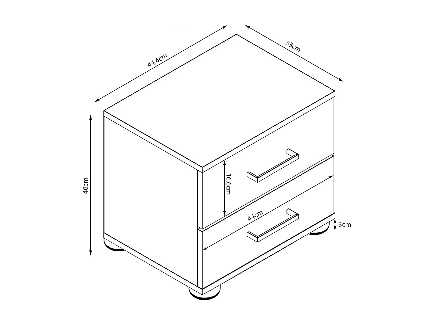 MilaniHome.it - comodino 2 cassetti moderno di design moderno contemporaneo cm 44,5 x 35 x 43,5 hdi coloreBianco