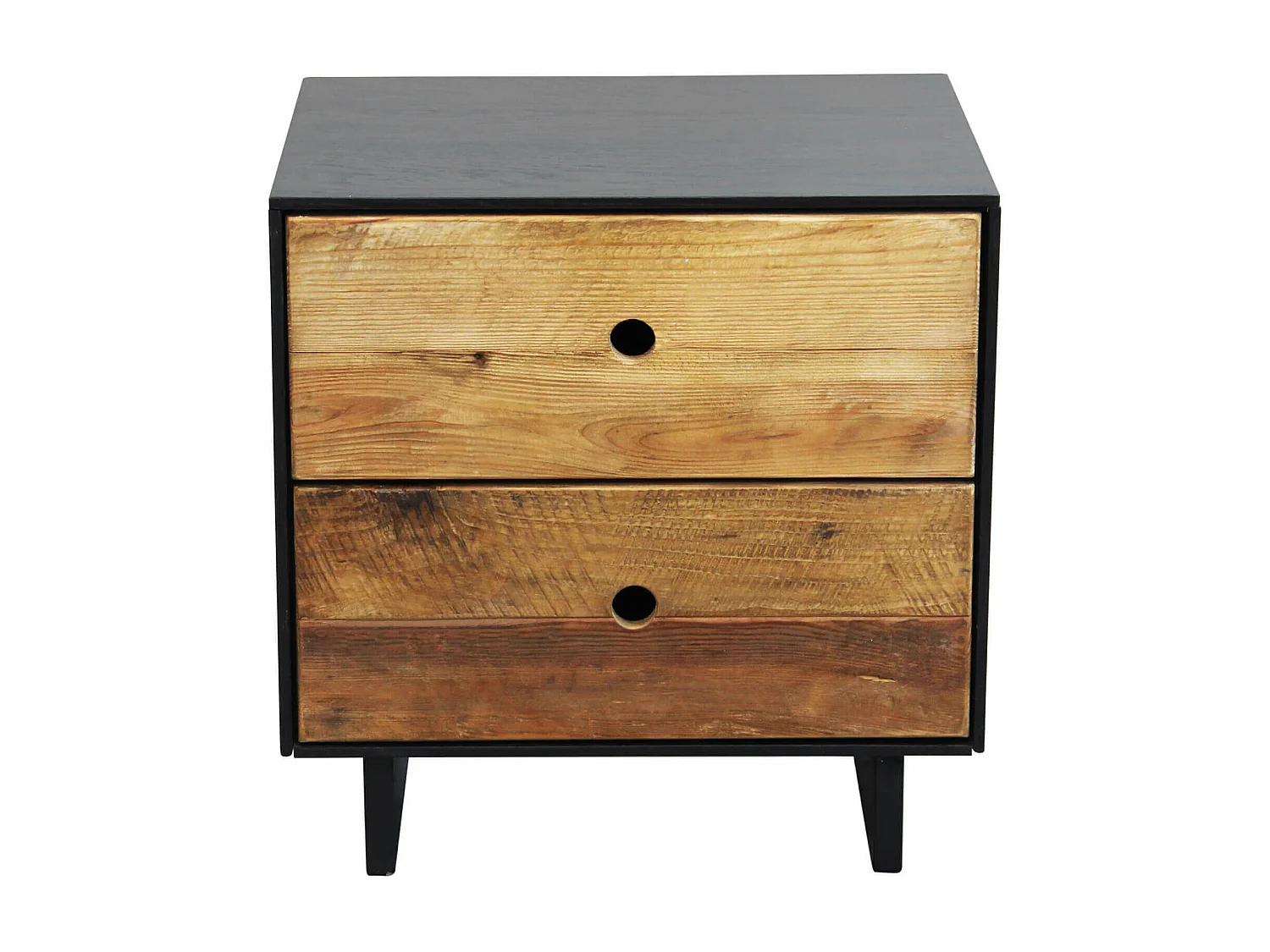 MilaniHome.it - comodino di design moderno in legno di pino riciclato massiccio stile moderno vintagedi coloreMarrone