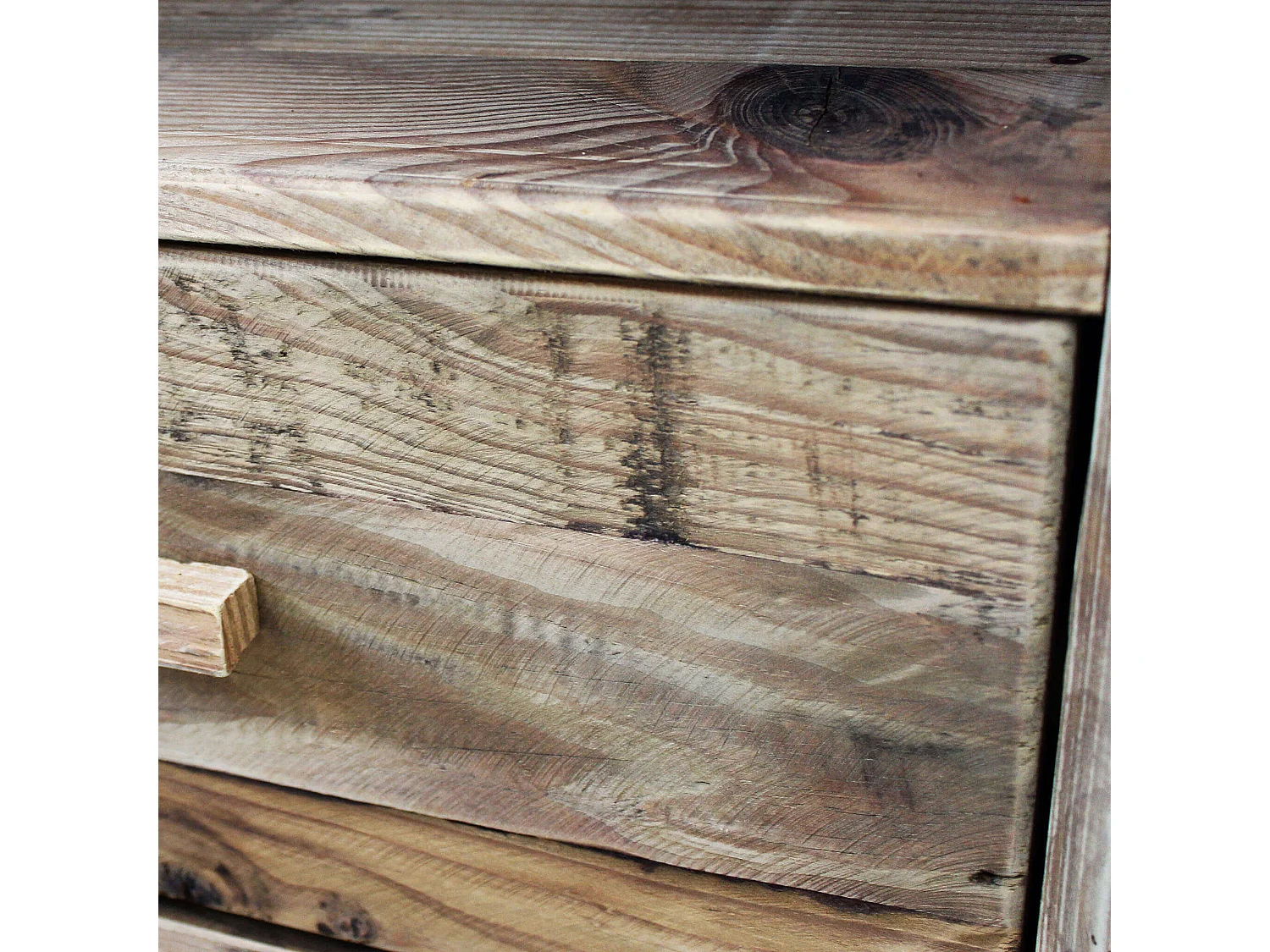 MilaniHome.it - Comodino Per Camera Da Letto In Legno Di Pino Riciclato Di Design Stile Vintage Country Moderno , Cm 55x45x62 Hdi coloreMarrone