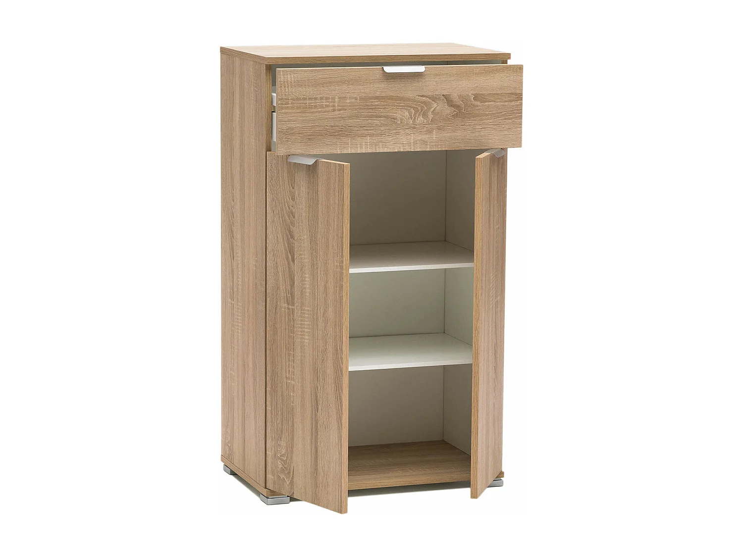 MilaniHome.it - armadietto con due ante e un cassetto per soggiorno cucina bagno fatto in Italia cm 27x38x103 hdi coloreMarrone chiaro