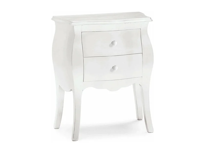 MilaniHome.it - Comodino In Legno Massello Bombato 49x29x61di coloreBianco