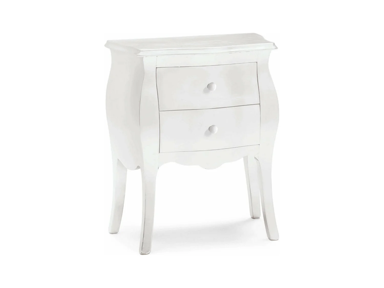 MilaniHome.it - Comodino In Legno Massello Bombato 49x29x61di coloreBianco