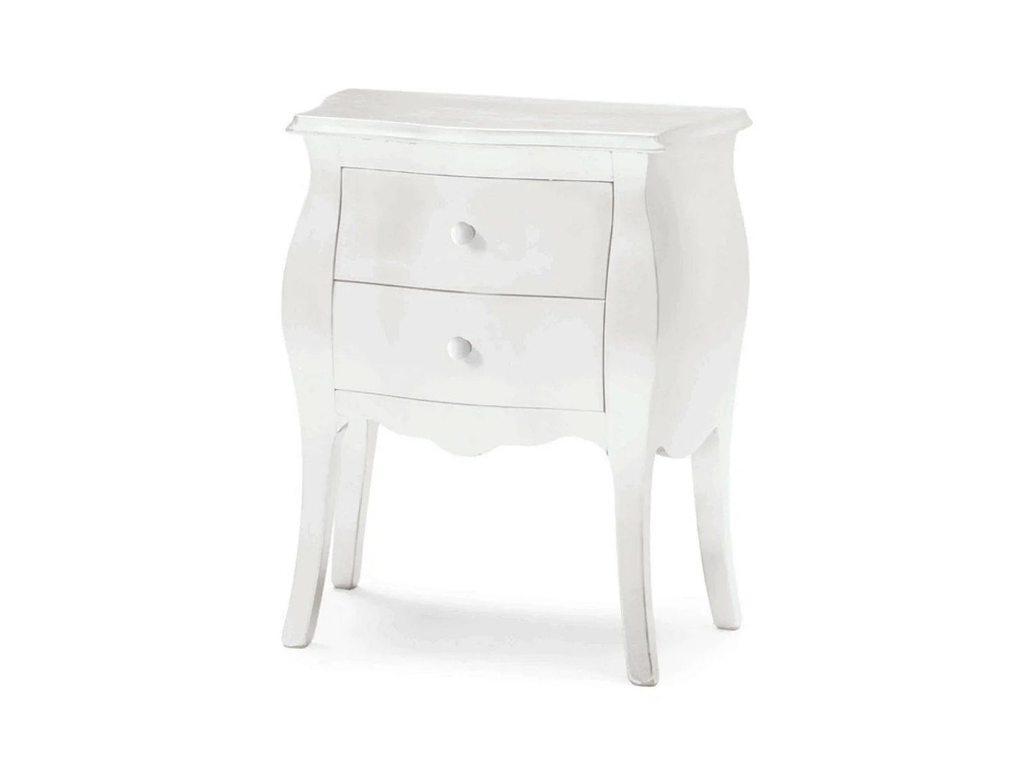 MilaniHome.it - Comodino In Legno Massello Bombato 49x29x61di coloreBianco