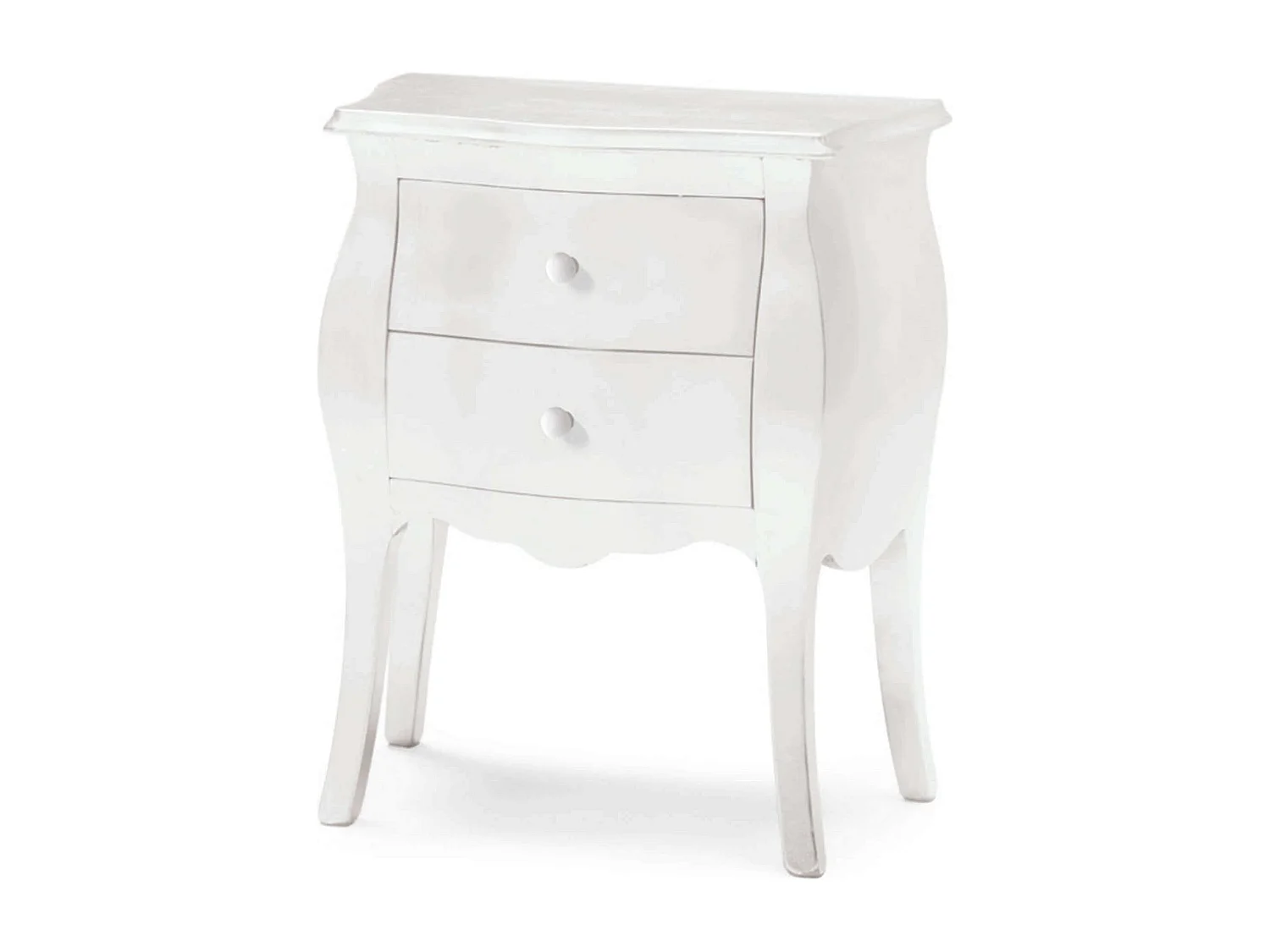 MilaniHome.it - Comodino In Legno Massello Bombato 49x29x61di coloreBianco