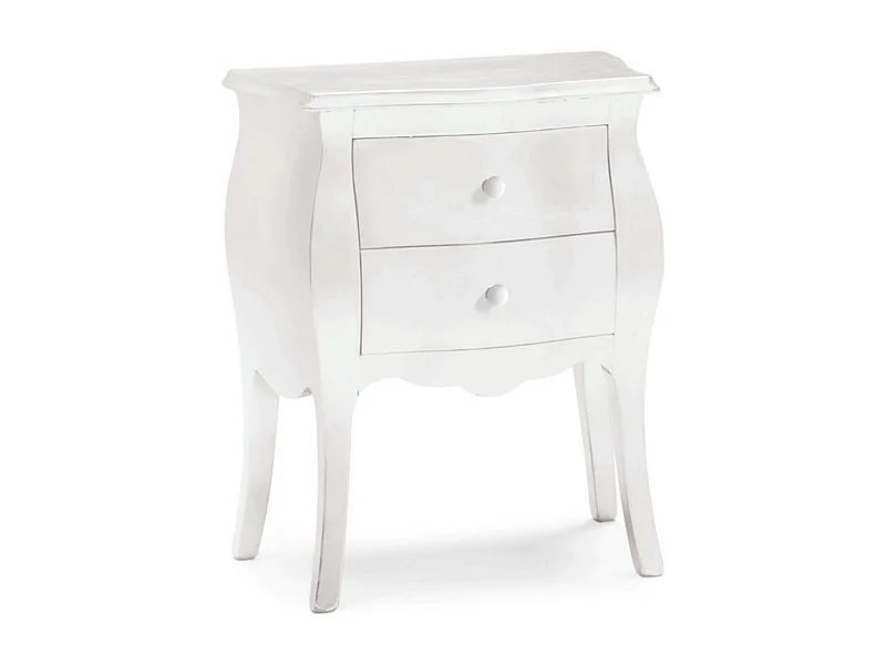 MilaniHome.it - Comodino In Legno Massello Bombato 49x29x61di coloreBianco