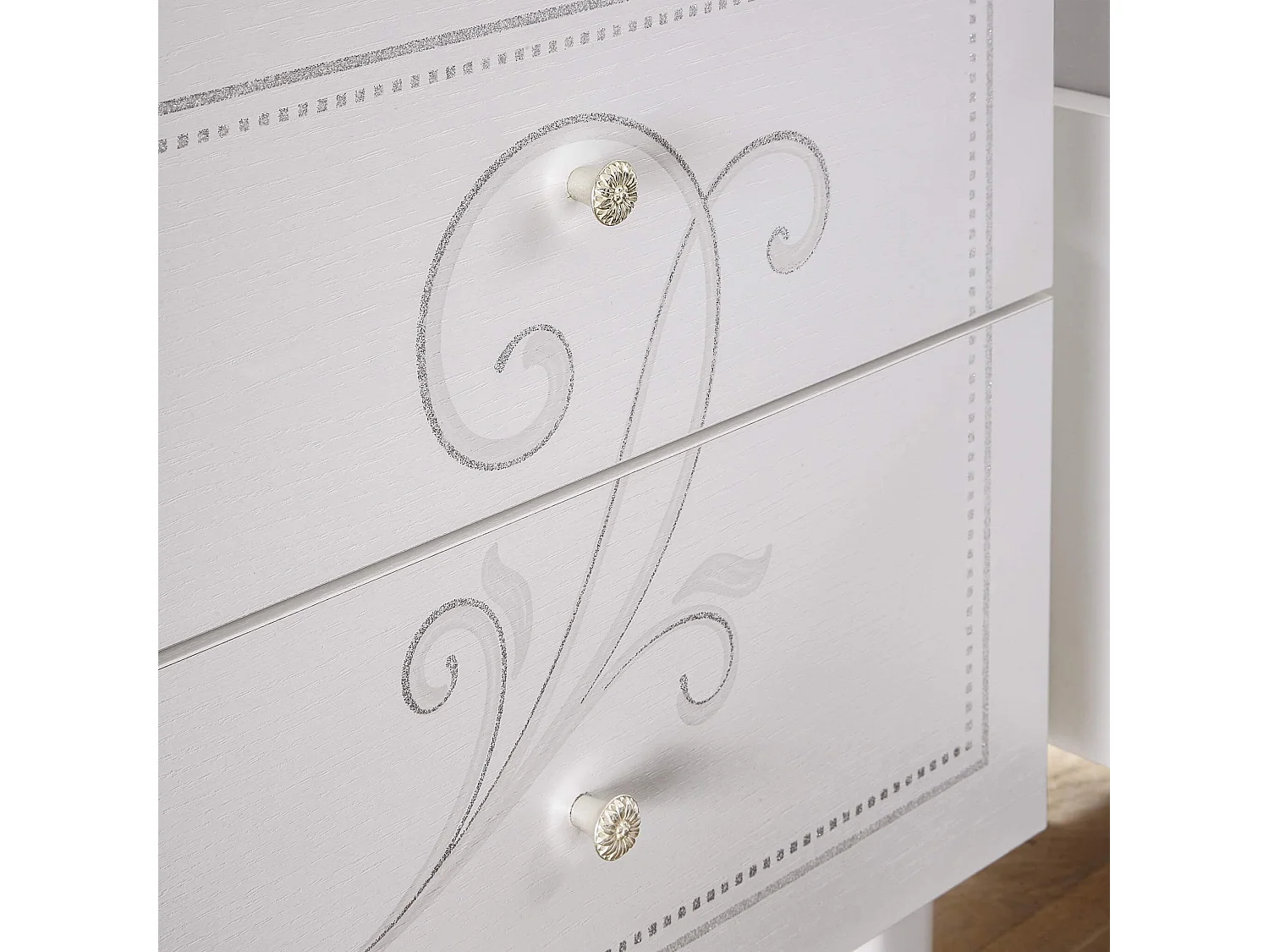 MilaniHome.it - coppia di 2 comodini da 2 cassetti di design moderno industrial cm 51 x 56 x 39 hdi coloreBianco