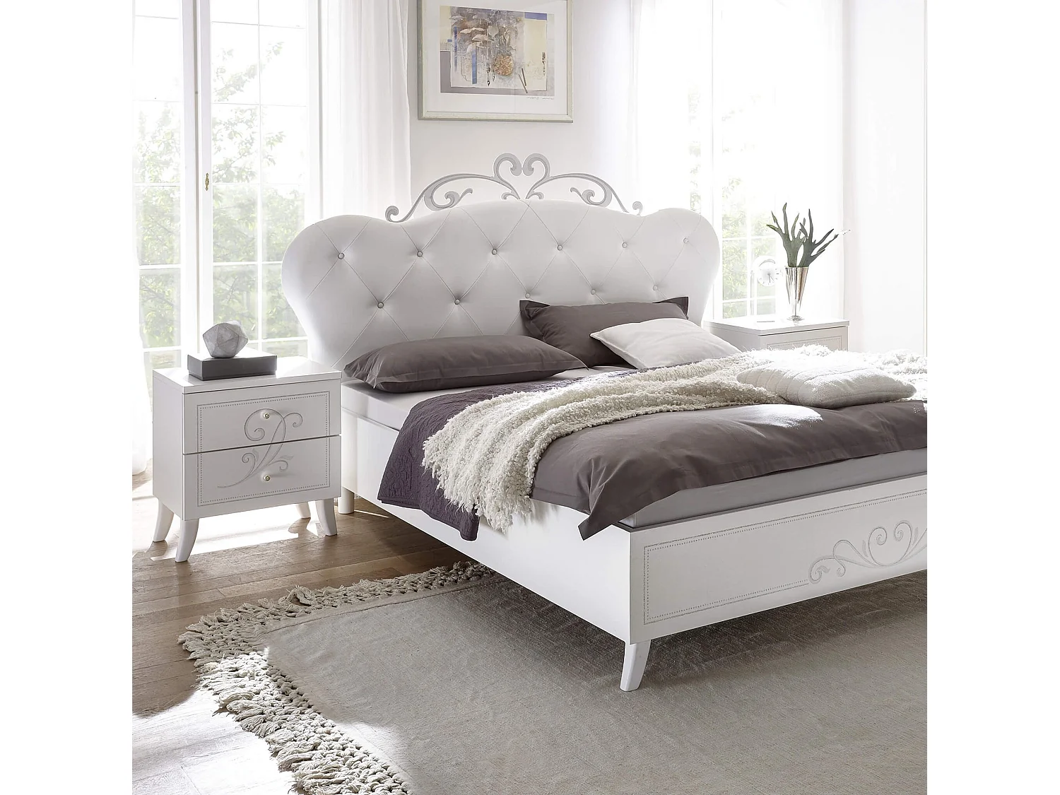 MilaniHome.it - coppia di 2 comodini da 2 cassetti di design moderno industrial cm 51 x 56 x 39 hdi coloreBianco