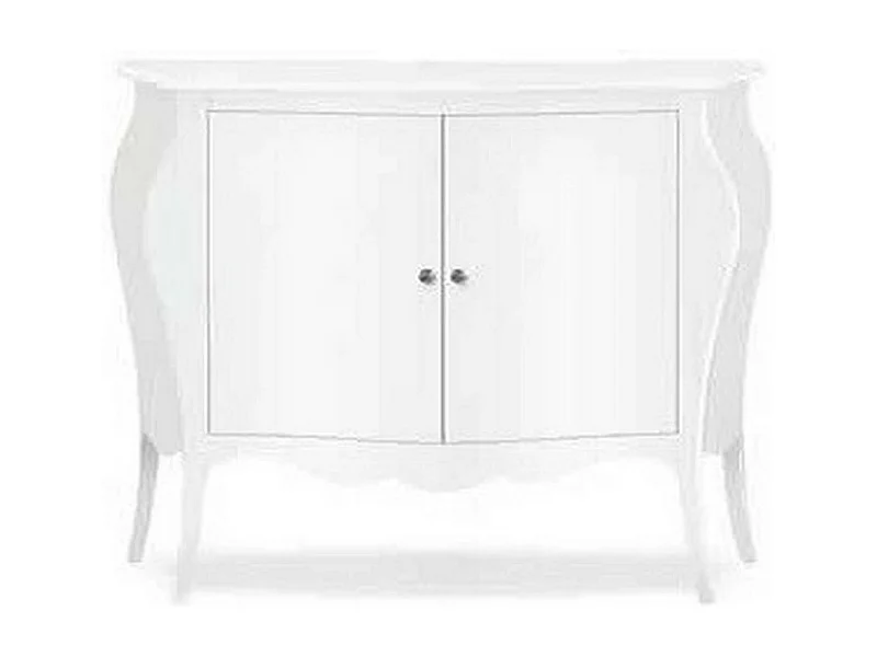 MilaniHome.it - Comò' In Legno Massello Bombato 120x50x85di coloreBianco