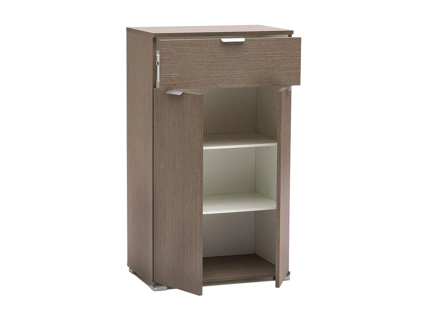 MilaniHome.it - armadietto con due ante e un cassetto per soggiorno cucina bagno fatto in Italia cm 60x38x103 hdi coloreRovere grigio