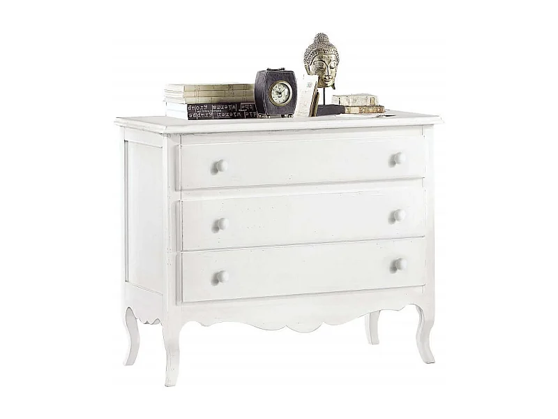 MilaniHome.it - Comò 3 Cassetti Bianco 107x52x89 Per Interno Camera Cameretta Moderno Massellodi coloreBianco