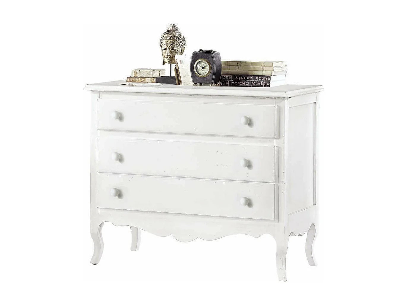 MilaniHome.it - Comò 3 Cassetti Bianco 107x52x89 Per Interno Camera Cameretta Moderno Massellodi coloreBianco