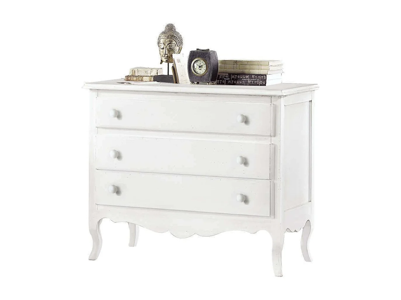 MilaniHome.it - Comò 3 Cassetti Bianco 107x52x89 Per Interno Camera Cameretta Moderno Massellodi coloreBianco