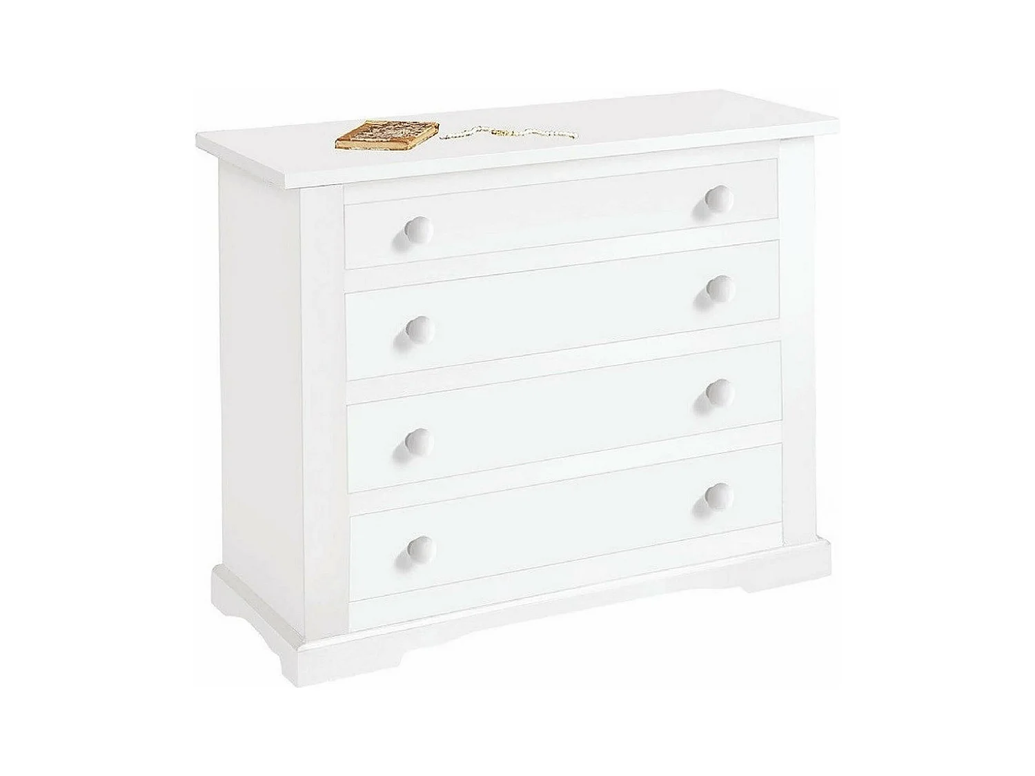 MilaniHome.it - Comò In Legno Massello 115x50x90di coloreBianco