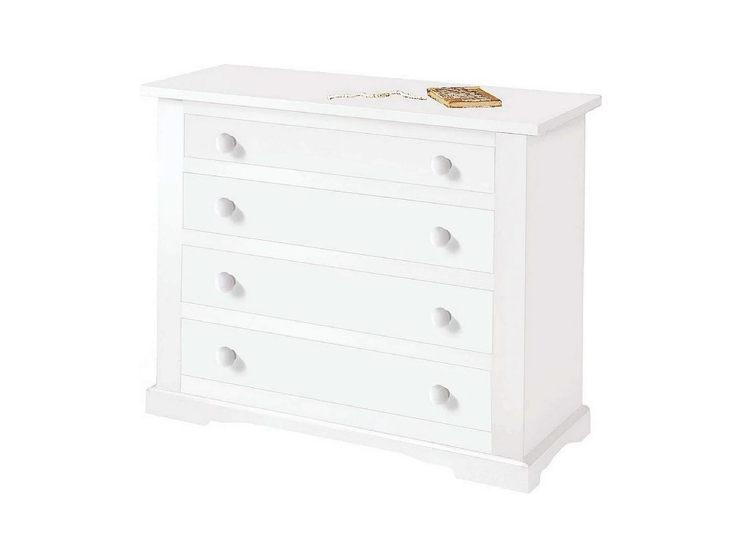 MilaniHome.it - Comò In Legno Massello 115x50x90di coloreBianco